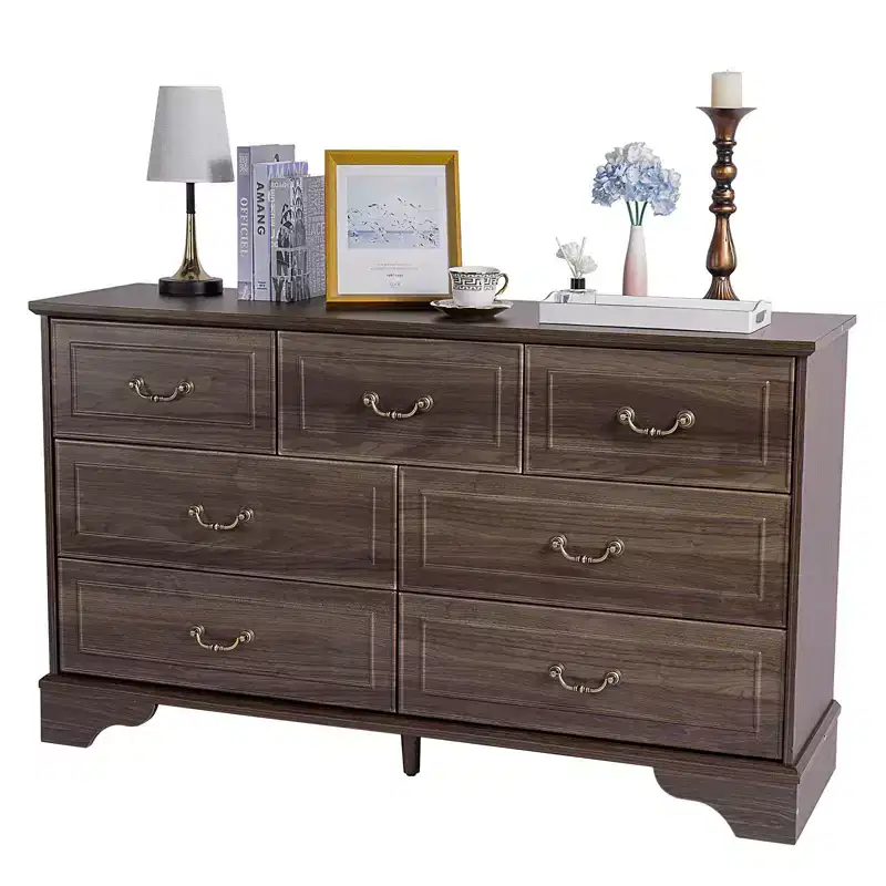 Karl Home 7-Drawer Brown MDF (Medium-Density Fiberboard) 53.94in. W Chest of Drawer
