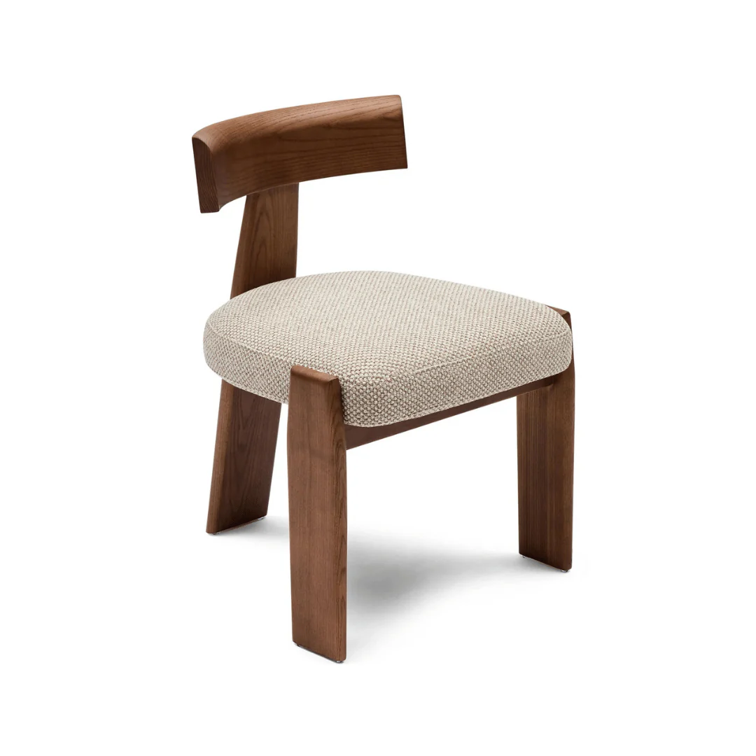 Walnut brown Walnut Dining Chair with High Density Foam and Padded Seat for Dining Room