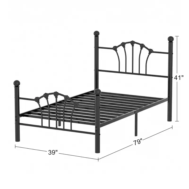 VECELO Twin Bed Frame with Headboard and Footboard, Modern Metal Platform Bed Frame White/Pink/Black