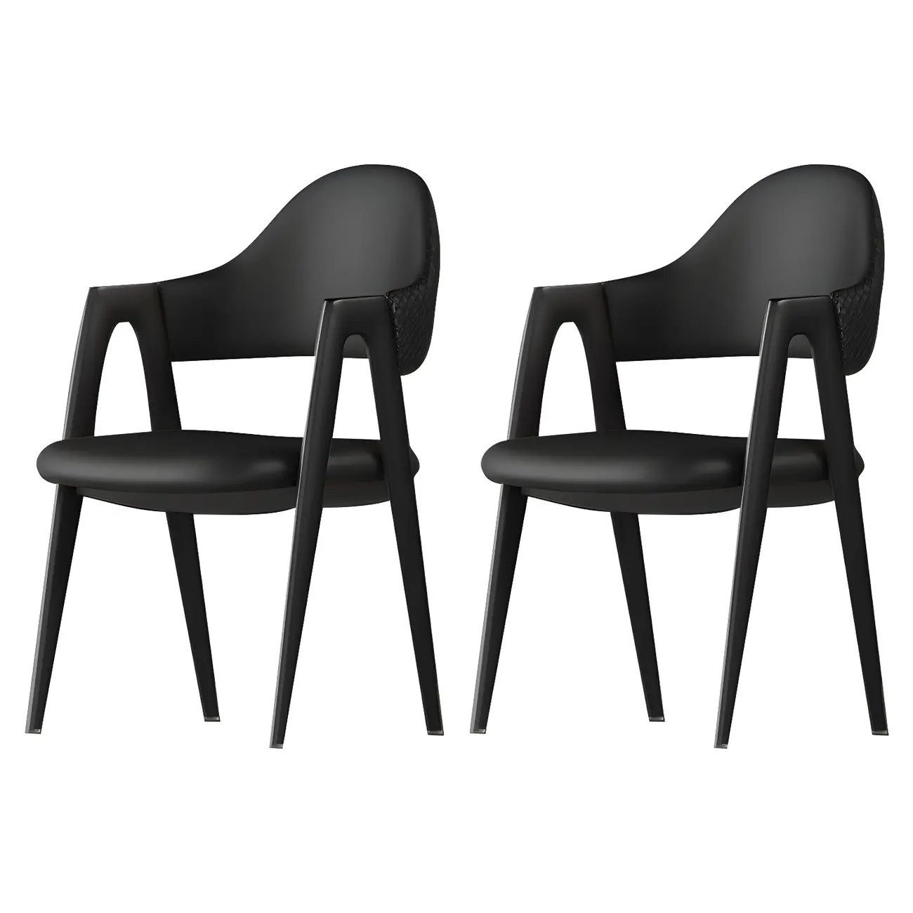 Modern Leather Curved Open Back Arm Dining Chair