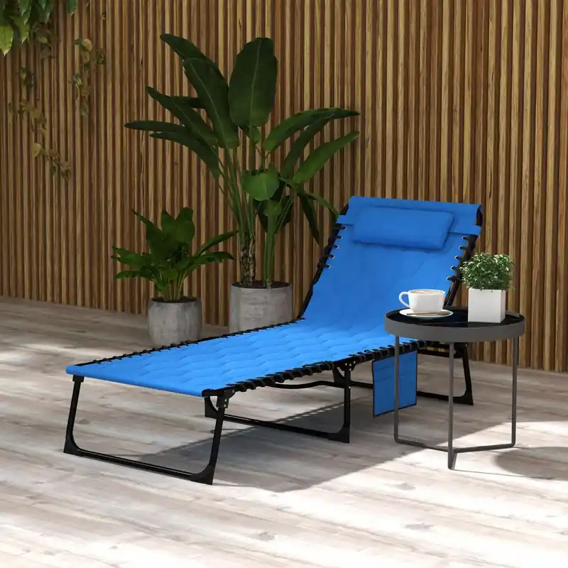 Folding Chaise Lounge, Padded Reclining Tanning Chair
