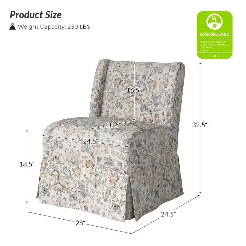 Fabrizius Transitional Upholstered Slipper Chair with Washable Slipcover and Solid Wood Legs | HULALA HOME