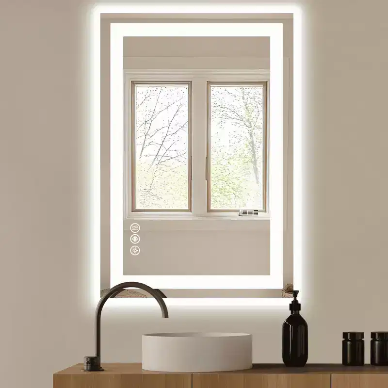 MAYEERTY Bathroom Mirror Dual Light Source Three Lighting Modes