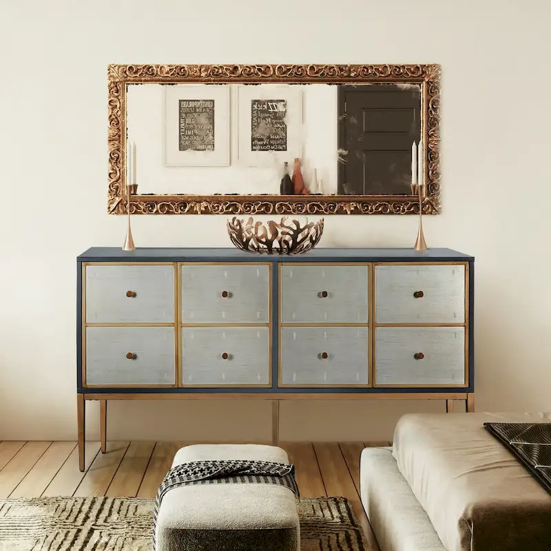 Delcey Mid-century Modern 4-door Vintage Accent Cabinet Storage Buffet Sideboard with multi-compartment Bedroom - 59.1 inches