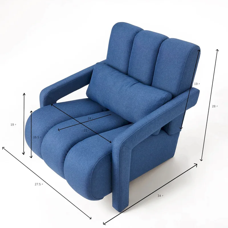 Modern Linen Upholstered Accent Chair with 1 Pillow, Set of 1