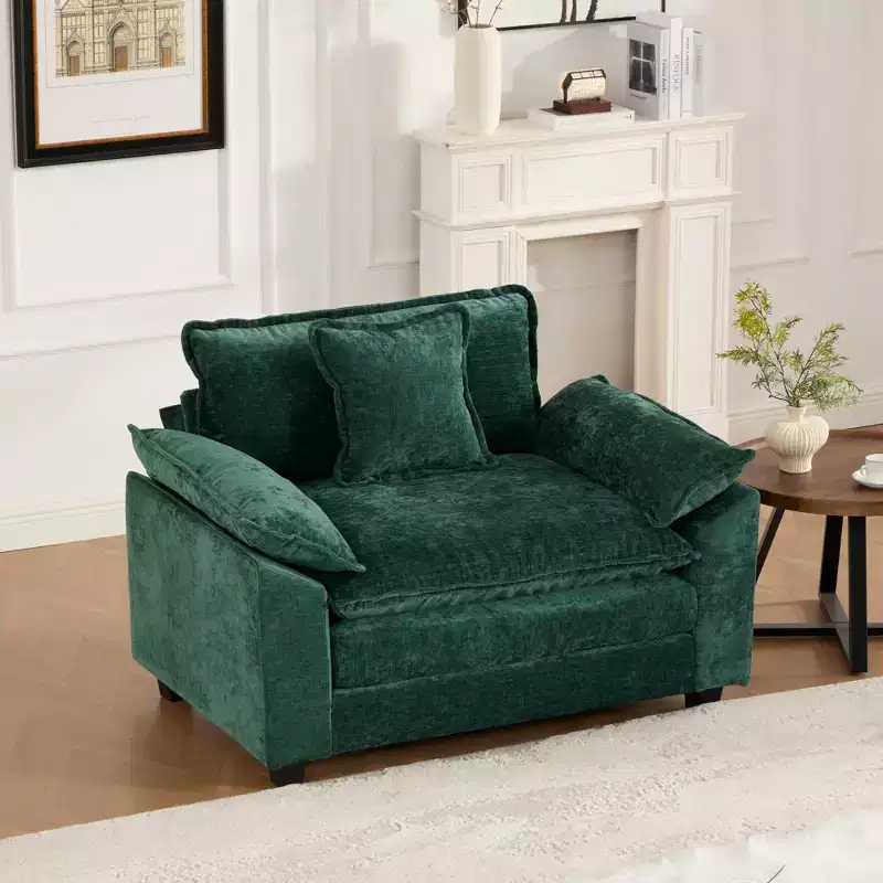 Cloud Sofa Single Seat, Modern Sectional Couch, Comfy Double Layer Upholstered Seat Cushion, Breathable Chenille Fabric