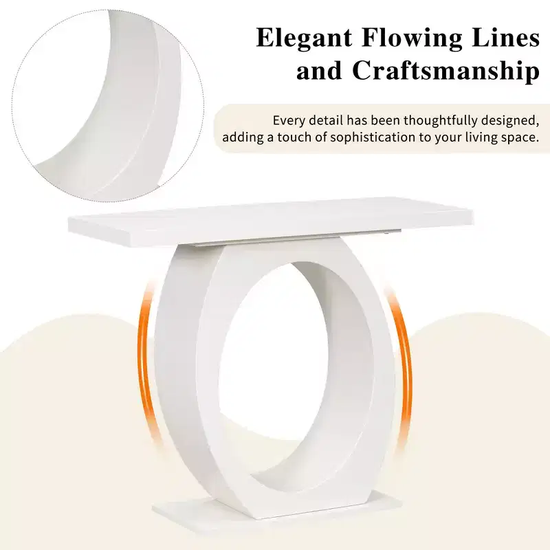 Whisen Modern Console Table & Entryway Table, Sturdy Sofa Table with Egg-Shaped Base
