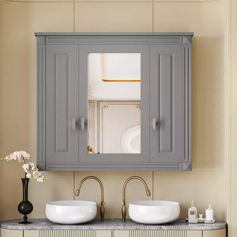 35 Inch Bathroom Wall Cabinet, Wall Mounted Medicine Cabinet with Mirror & Adjustable Shelves, Over Toilet Storage Cabinet for Bathroom