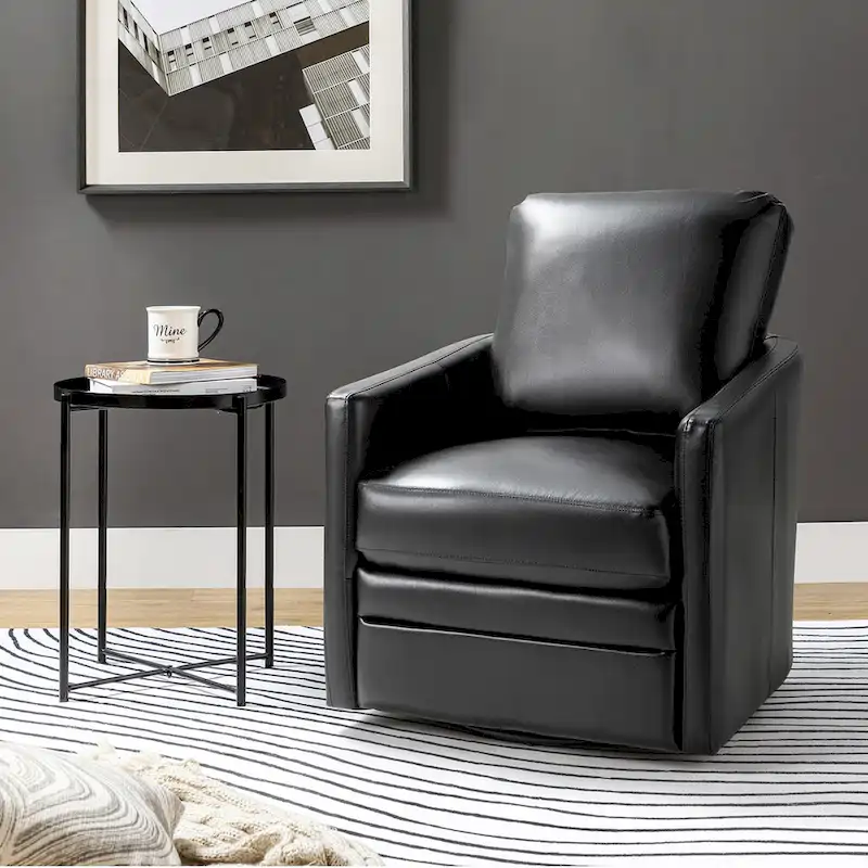 Navy/Turquoise/Green/Camel/Brown/Black/Ivory/Grey Faux Leather Swivel Barrel Accent Chair — 1-Seat