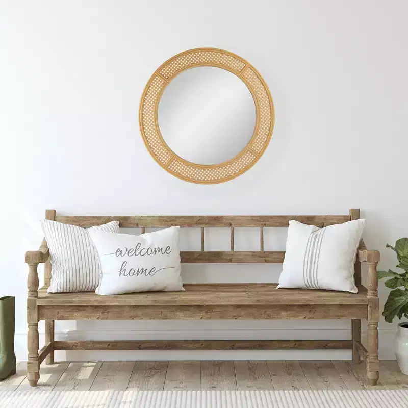 Northlight 30 Round Woven Style Wall Mirror