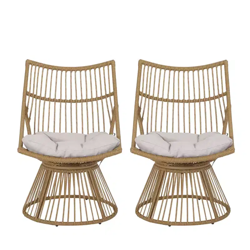 GDFStudio Apulia Bohemian Outdoor Wicker Club Chair with Cushions