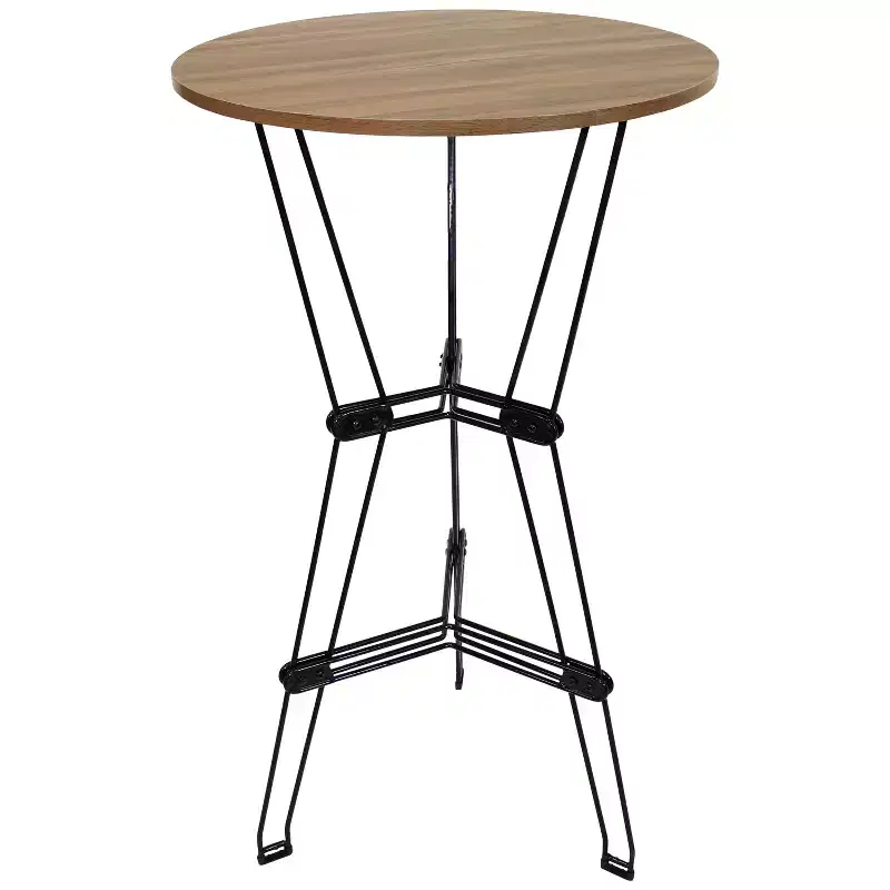 Sunnydaze Indoor Modern Furniture Steel Wire Bar Table with Faux Woodgrain Tabletop - Brown