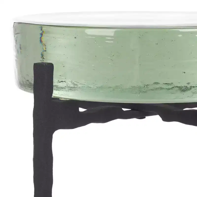 Cast Glass Drink Table, Black and Clear