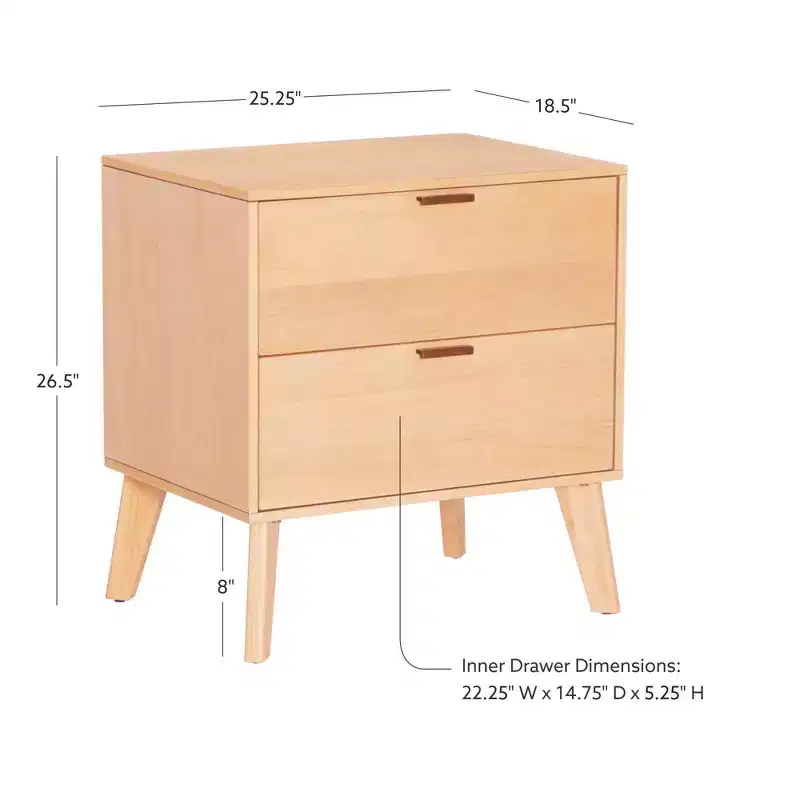 Linon Reid 2 Drawer Nightstand Natural