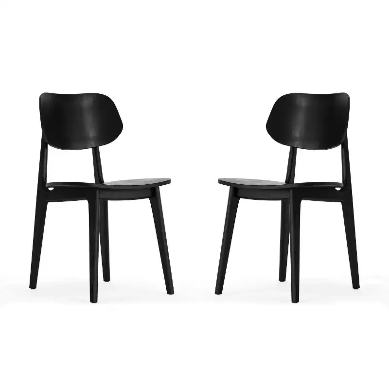 Flash Furniture Verona Set of 2 Commercial Grade Solid Wood Dining Chairs with Curved Oval Backrests