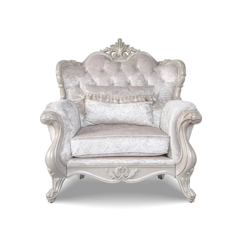 Furniture of America Clarissa Traditional Sofa Set with Button Tufted Back and Accent Pillow