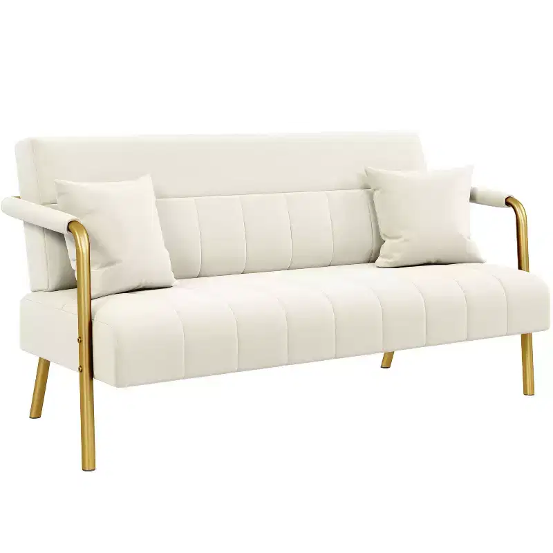 Yaheetech Modern Upholstered Sofa Couch with 2 Pillows for Bedroom, Home Office, Studio