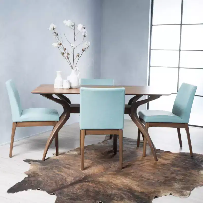 Christopher Knight Home Kwame Mid Century Modern Fabric Upholstered 5 Piece Dining Set