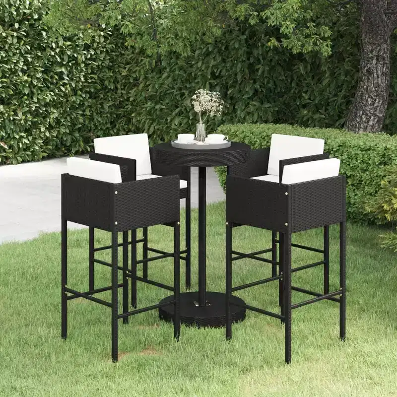 vidaXL Patio Bar Set with Cushions Poly Rattan Seat 3/Multi Colors
