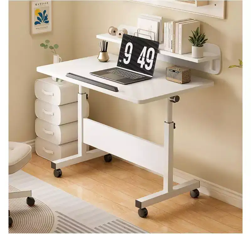 MDF+Steel Adjustable Height Foldable Small Standing Desk with Wheels for Home Office,