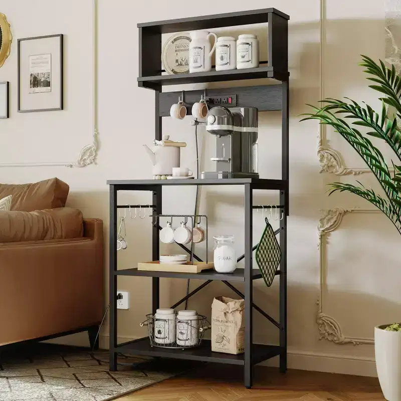 Bestier 60 inch Bakers Rack with Power Outlet, 5 Tiers with Storage