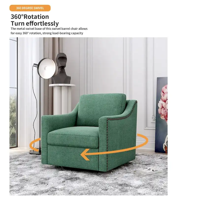 Swivel Linen Blend Modern Soft Velvet Material Ergonomics Accent Chair
