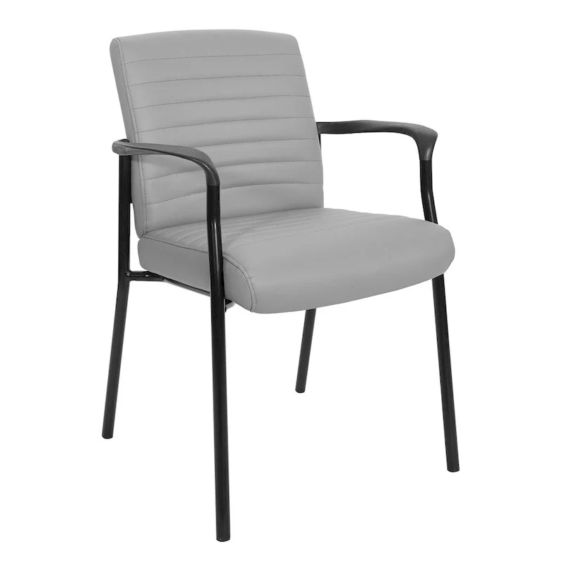 Guest Chair in Faux Leather and Black Frame