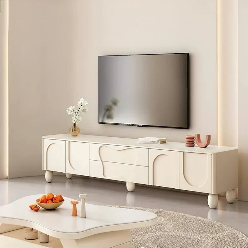 78-inch TV Stand with Storage Luxury Cream Media Console Extra storage space - 78 inches in width