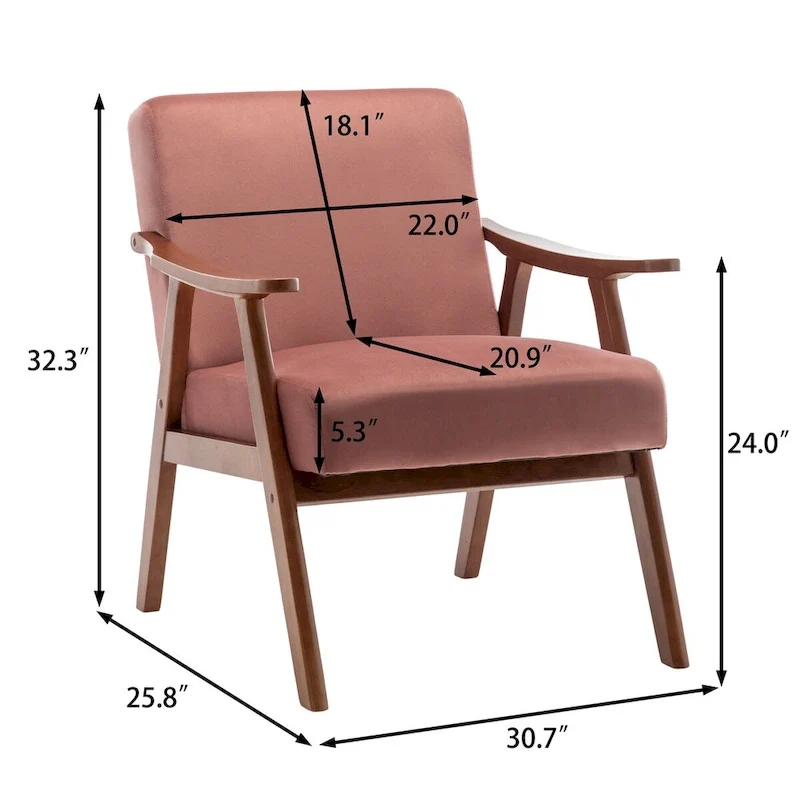 Extra-Thick Backrest Accent Chair with Solid Wood Frame