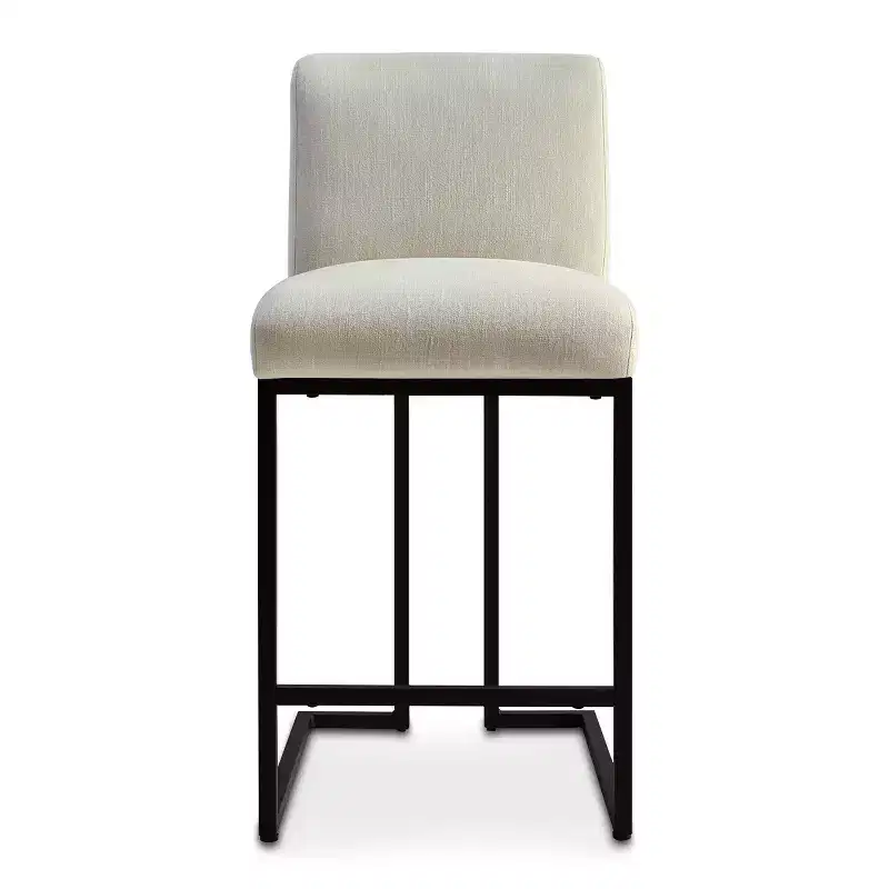 Set of 4 Modern Counter Height Bar Stools, 25 Upholstered Kitchen Island Chairs with Black Metal Sled Base - Panipeachy