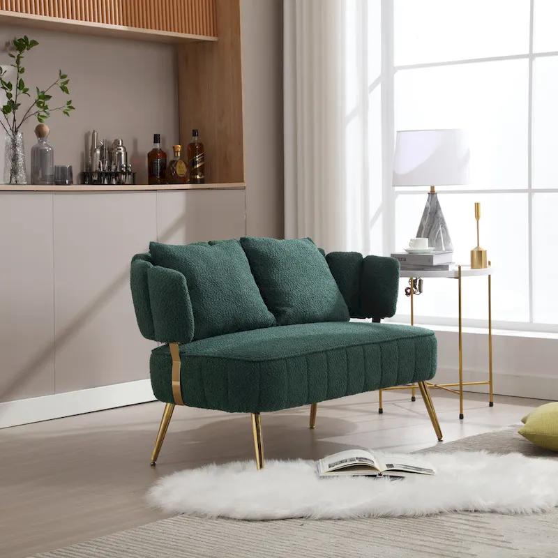 Modern Upholstered Armsofa Tufted Sofa with Metal Frame