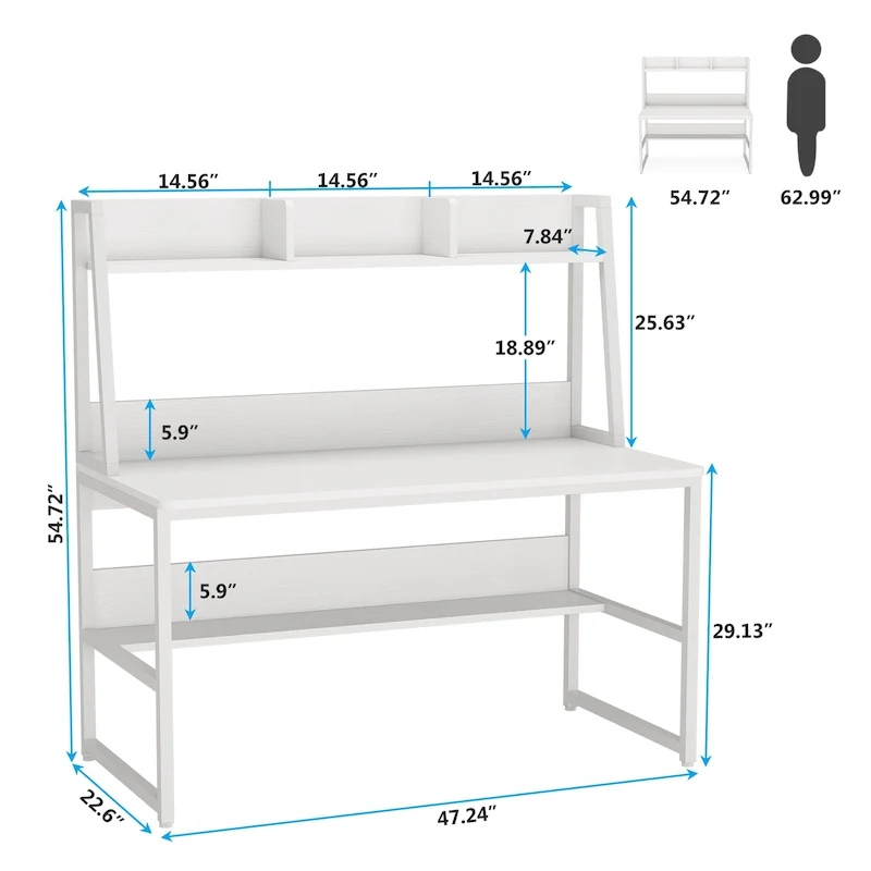 Computer Desk with Hutch and Bookshelf
