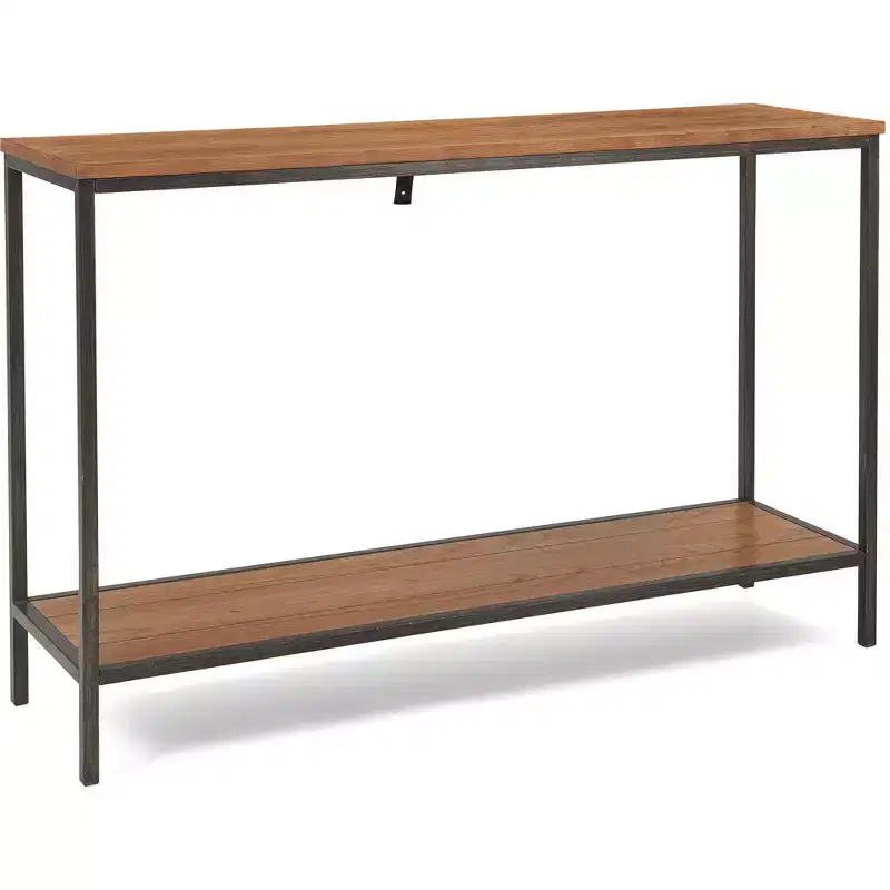 Nolan 2 Tier Console Table Brown - ClickDecor: Rustic Charm, Iron Frame, Entryway Display