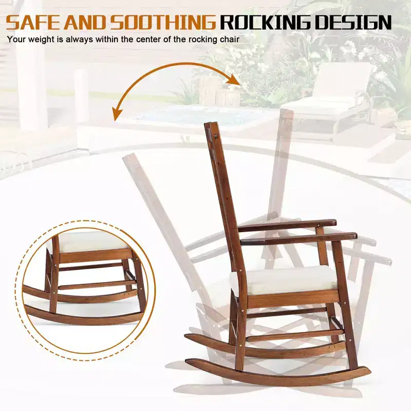 Karl Home | Solid Wood Patio Rocking Chair