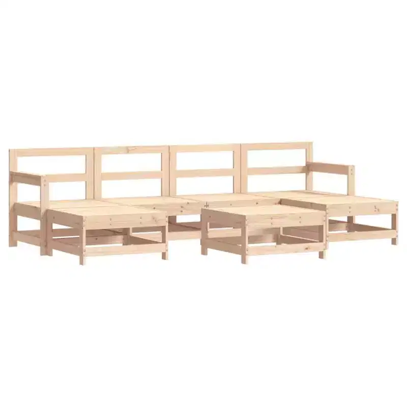 vidaXL Garden Lounge Set Natural wood Solid pine wood 7 Piece Modular