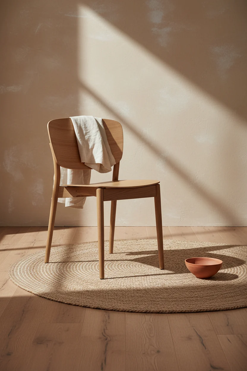 Classic Solid Wood Dining Chair with Ergonomic Bent Wood Back for Dining Room