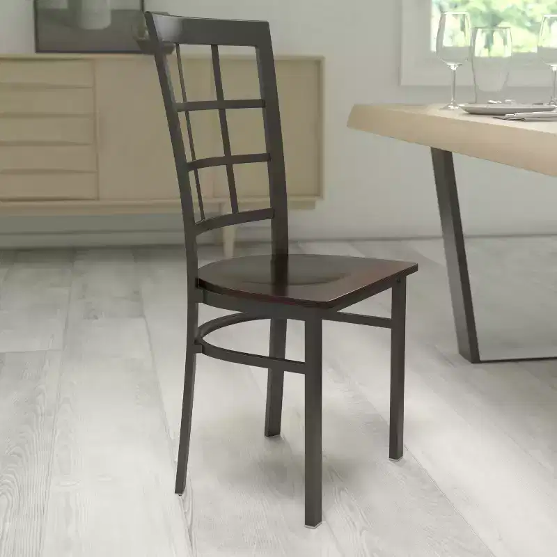 Flash Furniture Black Window Back Metal Restaurant Chair
