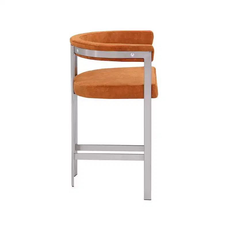 Meridian Furniture,Marcello Cognac Velvet Counter Stool, Set of 2