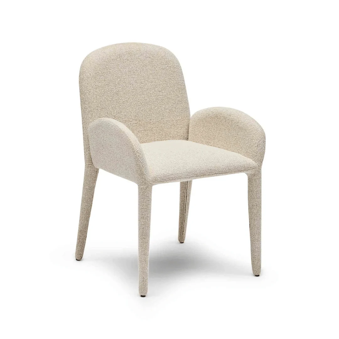 Metal Dining Chair with Curved Back and Upholstered for Dining Room