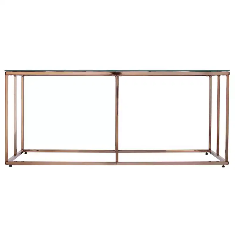 Nicholance Contemporary Glass-Top Cocktail Table - Champagne - SEI