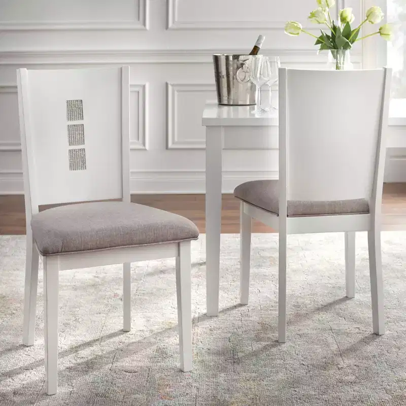 Lifestorey Set of 2 Diamond Contemporary Dining Chair White/Gray