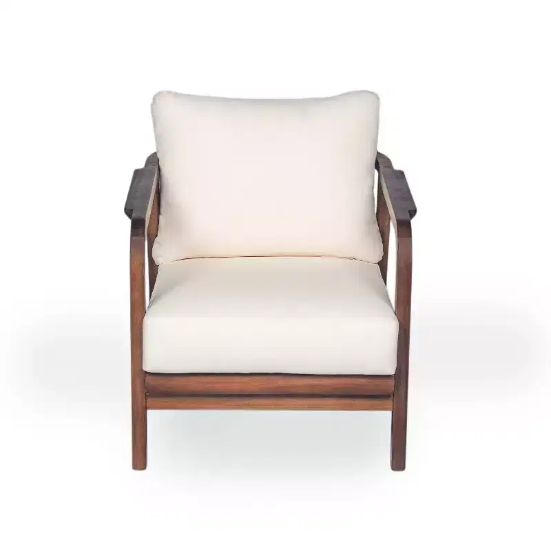 Christopher Knight Home Ivana Patio Woven Rope Acacia Wood Club Chair with Deep Cushions