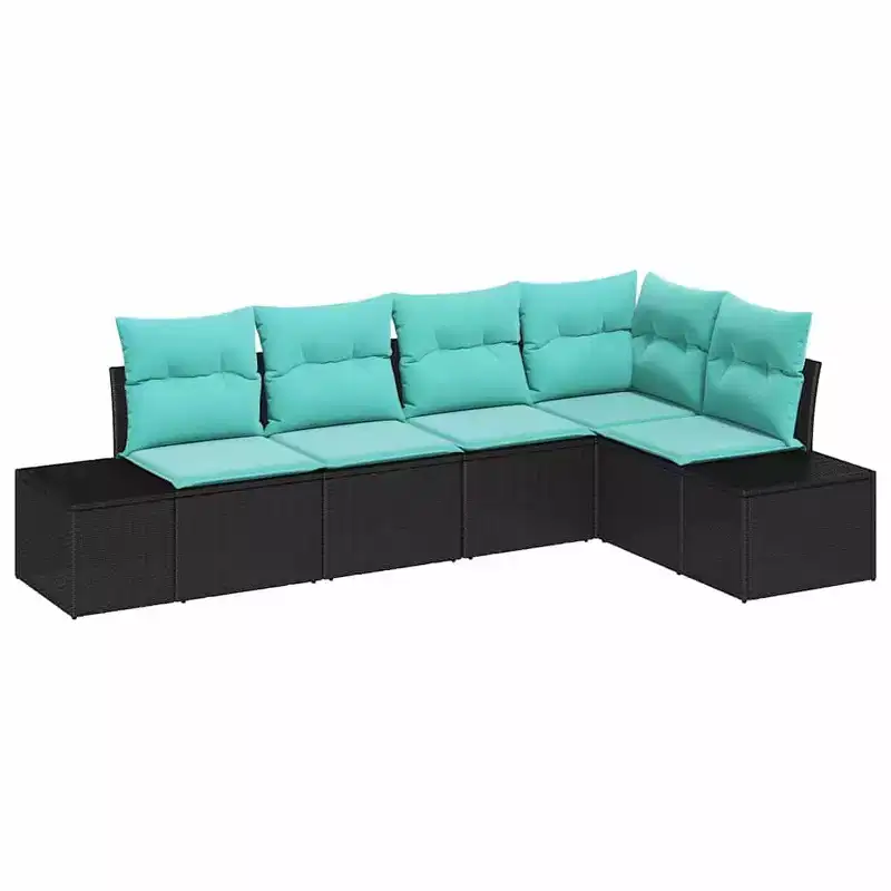 vidaXL Garden Sofa Set with Cushion 5 pcs Poly Rattan