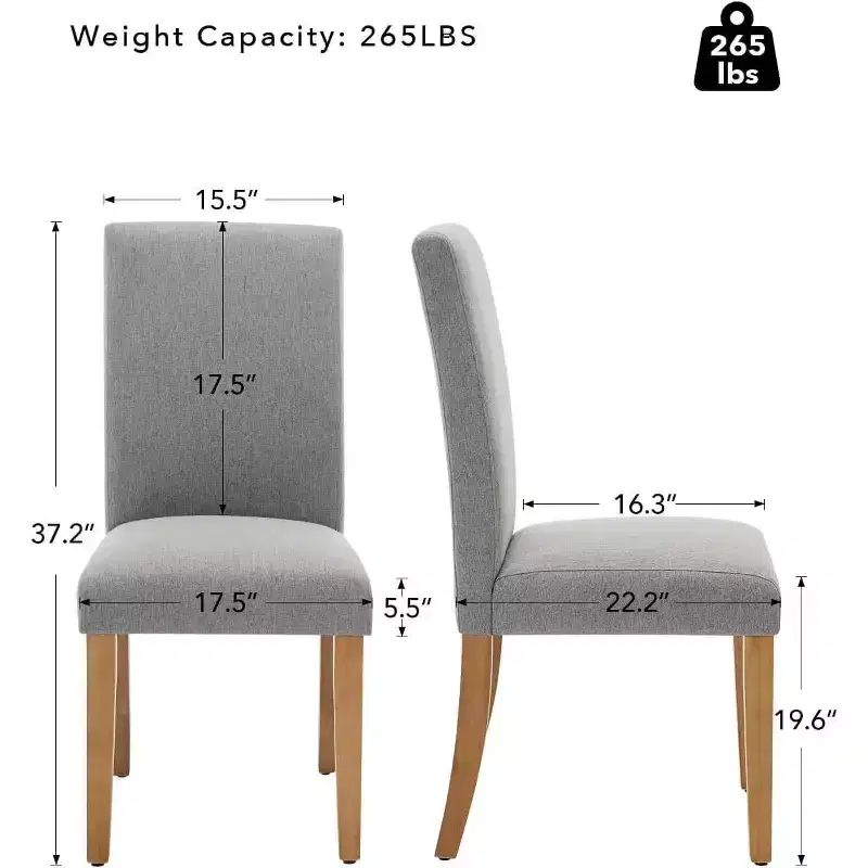 2Pcs Upholstered Dining Chairs with Wood Legs, Modern Armless Chair for Dining Room, Kitchen, Restaurant, Living Room, Weight Capacity 265lbs