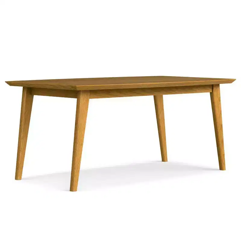 Mid-Century Rectangle Dining Table, Rubberwood Frame, Seats 6, Brown, 66