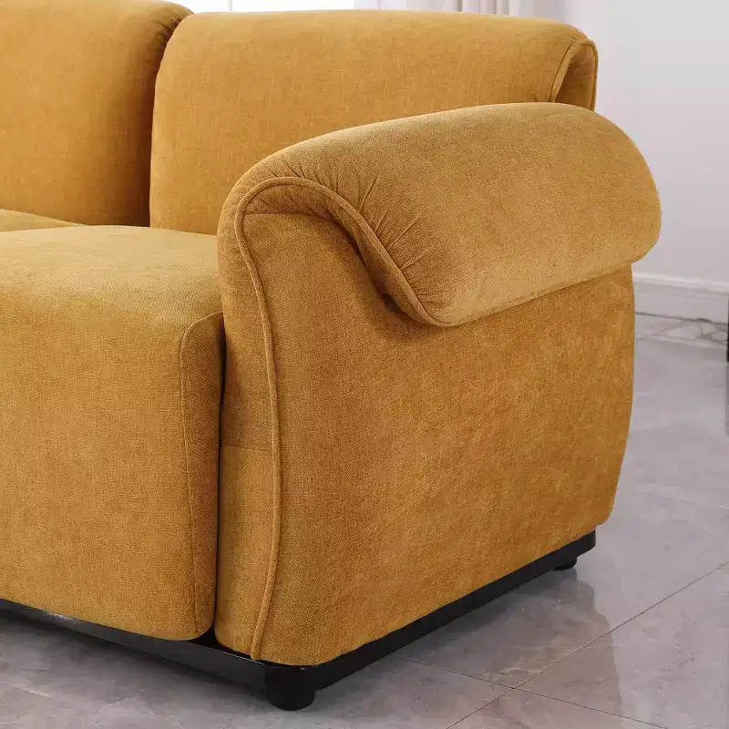 GDFStudio Khalid Modern 93 3-Seater Wood and Iron Chenille Upholstered Sectional Sofa with Split Backrest