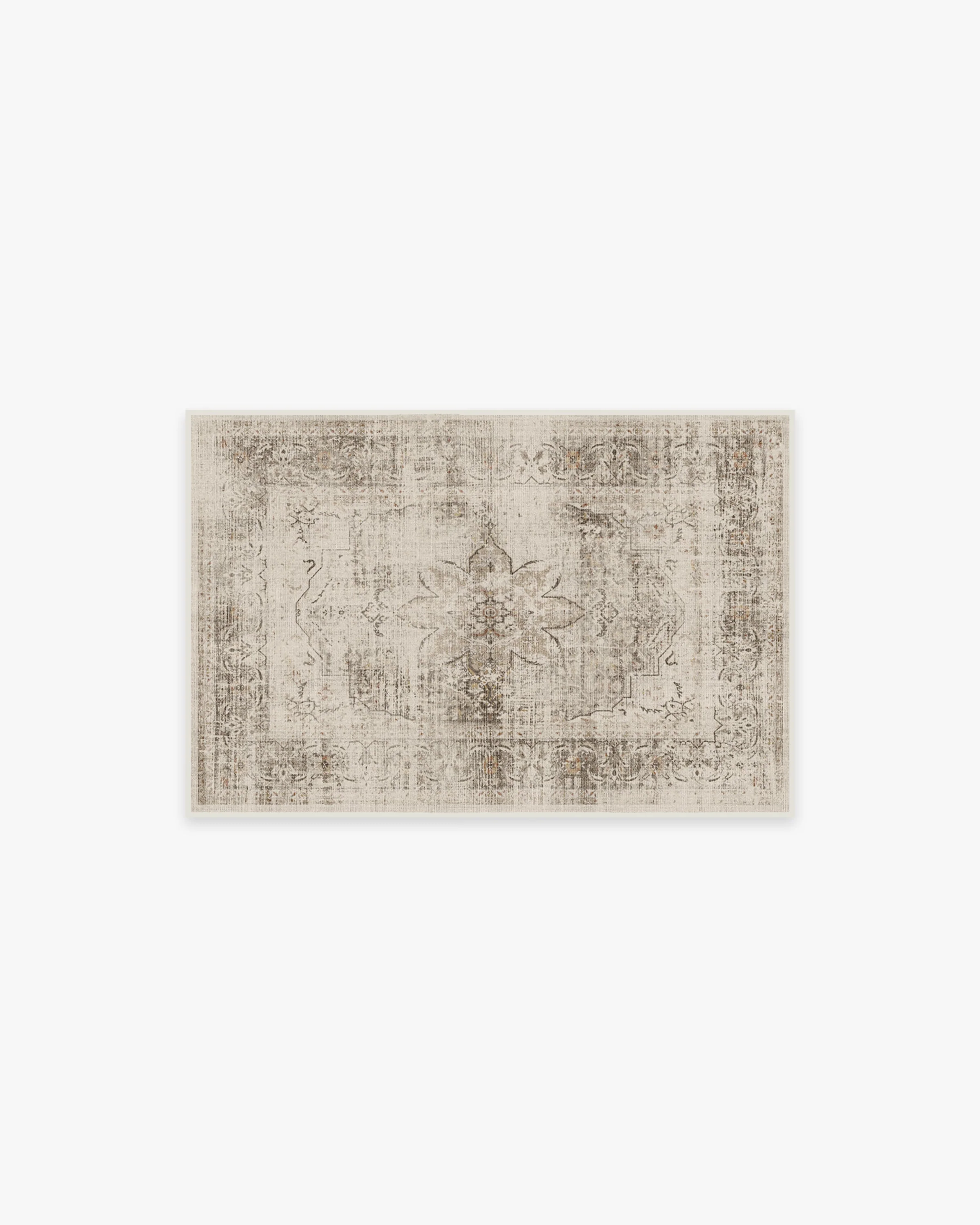 Rustic Farmhouse Flatwoven Rug with Washable Brown Cream Floral Medallion for Bedroom & Living Room