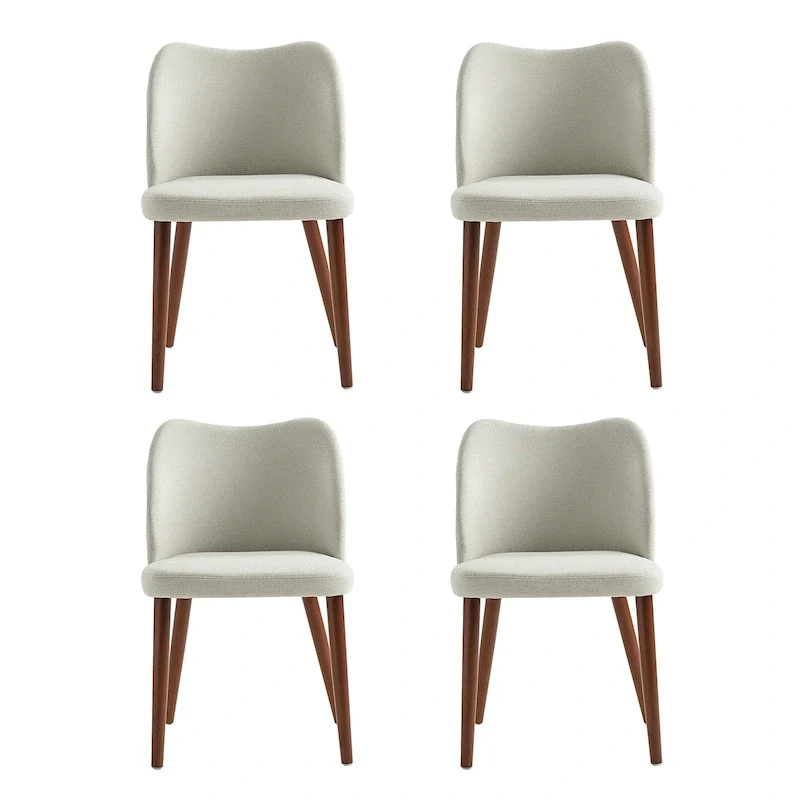 Solid Wood Dining Chair Set of 4 with Curved Backrest