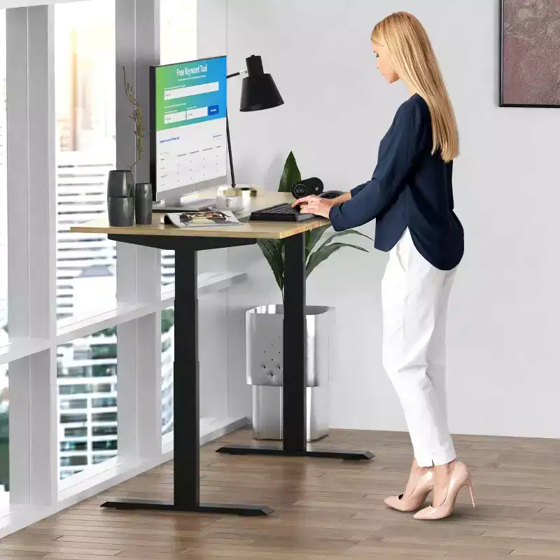 27 Electric Standing Desk with Adjustability Natural Bamboo