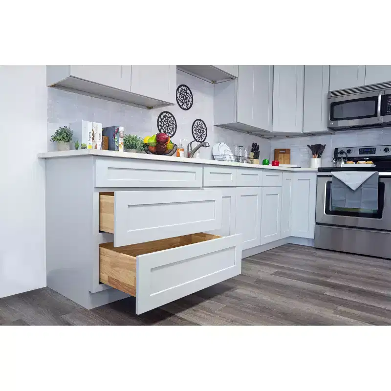 CASAINC 36 W x 24 H x 27 D Shaker Base Kitchen Cabinet, Solid Wood Frame, Water-Based Low-VOC Paint, Soft-Close, RTA, Dove Gray